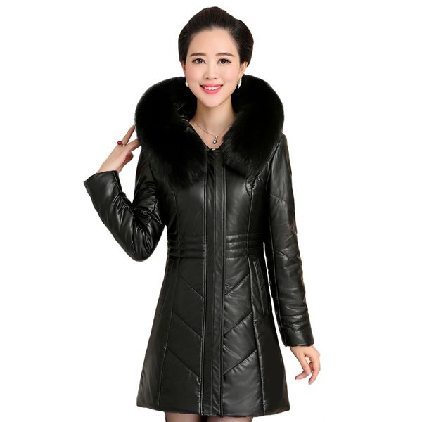large size 8xl 2020 winter pu leather jacket women thick warm long parkas hooded fur collar winter coat female parkas, Black
large size 8xl 2020 winter pu leather jacket women thick warm long parkas hooded fur collar winter coat female parkas, Black