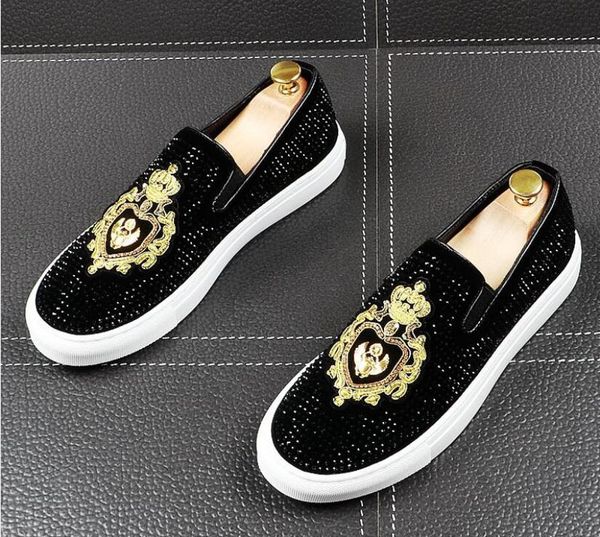 new luxury dandelion spikes flat leather shoes rhinestone fashion men embroidery loafer dress shoes smoking slipper casual, Black
new luxury dandelion spikes flat leather shoes rhinestone fashion men embroidery loafer dress shoes smoking slipper casual, Black
