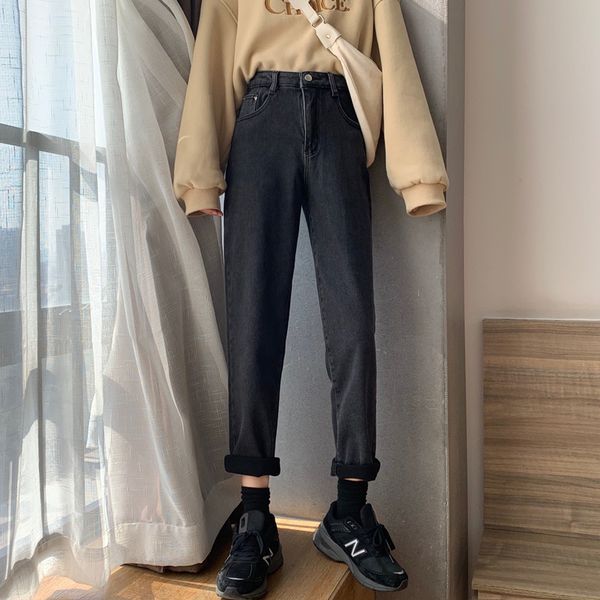 jeans women high waist black denim classic all-match loose bf harajuku fashion chic korean womens trousers casual, Blue
jeans women high waist black denim classic all-match loose bf harajuku fashion chic korean womens trousers casual, Blue