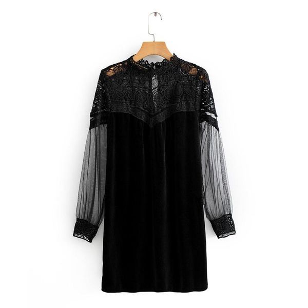casual dresses traf women's stand collar semi transparent long sleeve matching decoration dress in autumn velvet splicing, Black;gray
casual dresses traf women's stand collar semi transparent long sleeve matching decoration dress in autumn velvet splicing, Black;gray