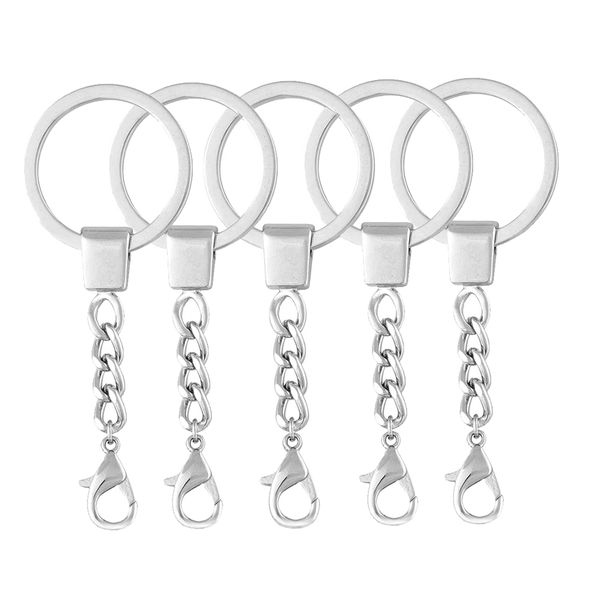 wholesale metal key ring with chain key chain flat ring lobster clasp jewelry chain for accessories diy, Silver
wholesale metal key ring with chain key chain flat ring lobster clasp jewelry chain for accessories diy, Silver