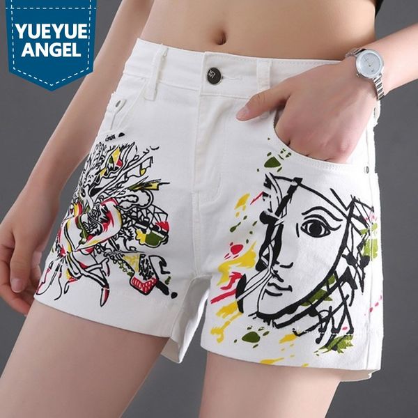 women's shorts summer white print denim women stretch slim tassel casual streetwear style zipper washed female straight, White;black
women's shorts summer white print denim women stretch slim tassel casual streetwear style zipper washed female straight, White;black