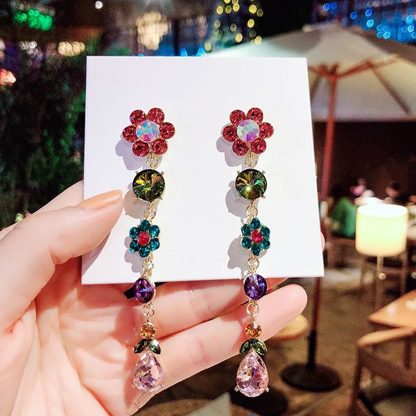 dominated new 2020 korea selling long multicolor fine crystal flower drop earrings women joker classic style earring jewelry, Silver
dominated new 2020 korea selling long multicolor fine crystal flower drop earrings women joker classic style earring jewelry, Silver