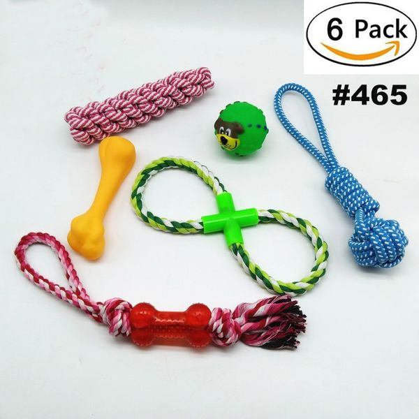 

Assorted Dog Toys Pets Dog Toys (8-PACK) - Assorted Tough Ropes and a Single Indestructible Natural Rubber Ball for Small to Medium Dogs