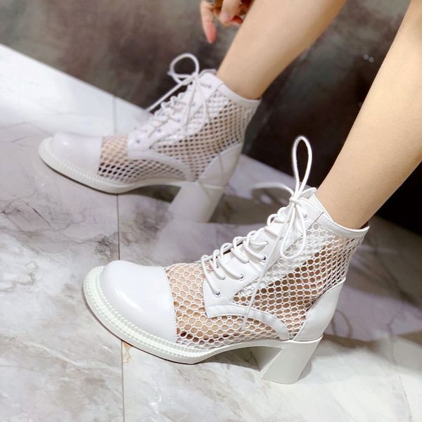 mesh fashion summer women hollow out boots lace up ladies patchwork genuine leather block high heels sandals, Black
mesh fashion summer women hollow out boots lace up ladies patchwork genuine leather block high heels sandals, Black