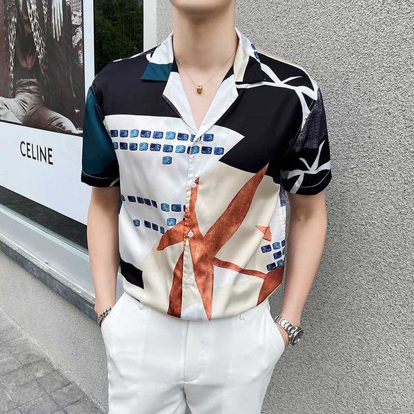 summer mens floral shirts 2020 fashion short sleeve men casual shirts all match streetwear digital print blouse clothing, White;black
summer mens floral shirts 2020 fashion short sleeve men casual shirts all match streetwear digital print blouse clothing, White;black