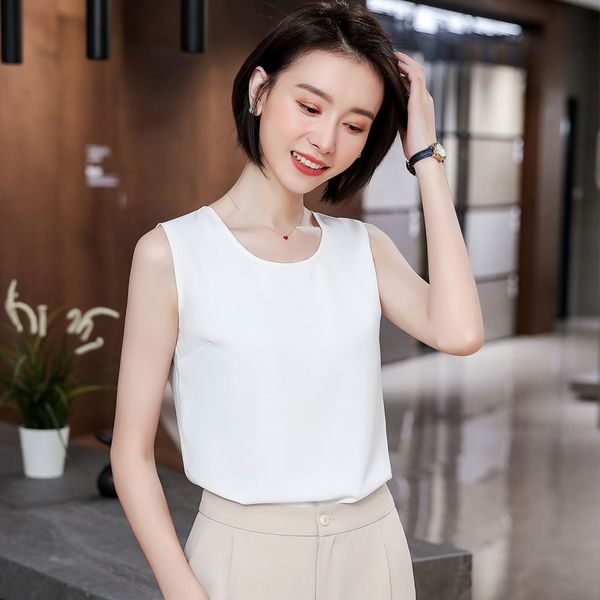 sleeveless vest shirt women's chiffon summer all-match bottoming loose waistcoat white round collar inner vest shirt, Camo
sleeveless vest shirt women's chiffon summer all-match bottoming loose waistcoat white round collar inner vest shirt, Camo