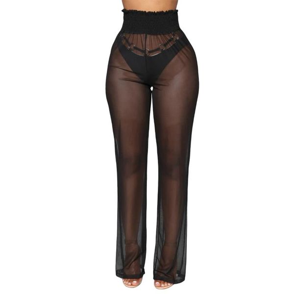 women fashion elastic high waist see-through cover up pants ultra-thin transparent wide leg bottoming pants trousers, Black;white
women fashion elastic high waist see-through cover up pants ultra-thin transparent wide leg bottoming pants trousers, Black;white