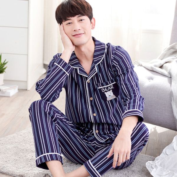 cotton long sleeve striped cardigan pajama for men spring autumn men pajamas set sleepshirts classic fashion sleepwear homewear, Black;brown
cotton long sleeve striped cardigan pajama for men spring autumn men pajamas set sleepshirts classic fashion sleepwear homewear, Black;brown