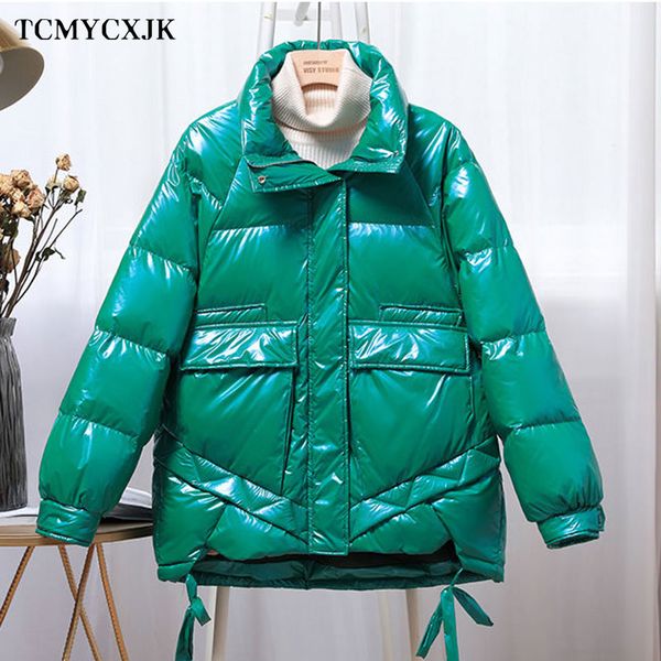 2020 new winter glossy down jacket female short korean style stand collar loose thin bread coat plus size women's down jacket, Black
2020 new winter glossy down jacket female short korean style stand collar loose thin bread coat plus size women's down jacket, Black
