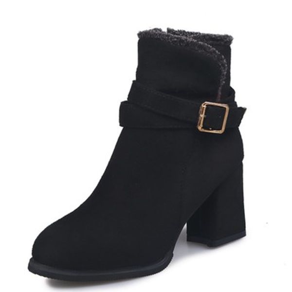 2020 autumn and winter fashion casual thick heel plus cotton warm side zipper belt buckle short boots suede women's boots, Black
2020 autumn and winter fashion casual thick heel plus cotton warm side zipper belt buckle short boots suede women's boots, Black