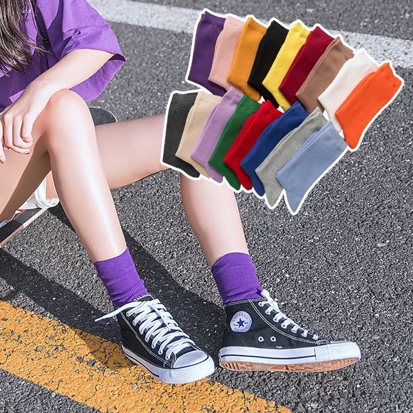 rotcs solid color stacked socks women's double needle candy candy stockings stockings color academic style medium and high tube long so, Pink;yellow
rotcs solid color stacked socks women's double needle candy candy stockings stockings color academic style medium and high tube long so, Pink;yellow