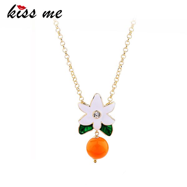 kiss me cute orange bead crystal enamel flower pendant necklace fashion necklaces for women jewelry, Silver
kiss me cute orange bead crystal enamel flower pendant necklace fashion necklaces for women jewelry, Silver