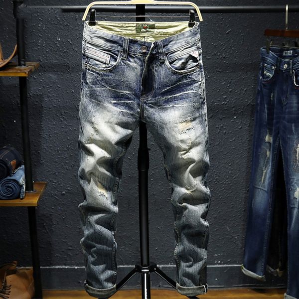 italian style fashion men jeans slim destroyed ripped jeans men patchwork designer vintage pants hip hop homme, Blue
italian style fashion men jeans slim destroyed ripped jeans men patchwork designer vintage pants hip hop homme, Blue