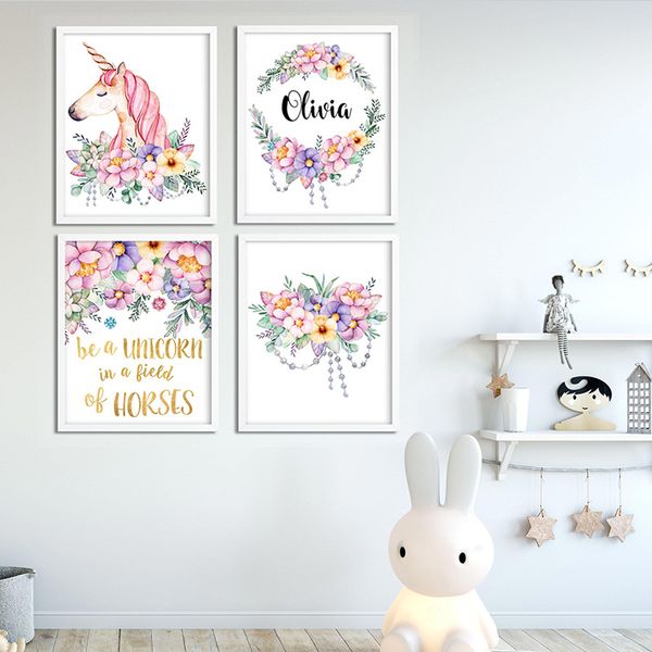 personalized girl nursery wall art unicorn canvas poster custom baby name sign flower girls bedroom print painting decor picture
personalized girl nursery wall art unicorn canvas poster custom baby name sign flower girls bedroom print painting decor picture