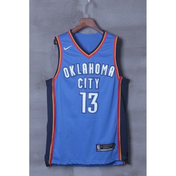 paul george oklahoma jersey 864497-409 stitched basketball jerseys, Black;white