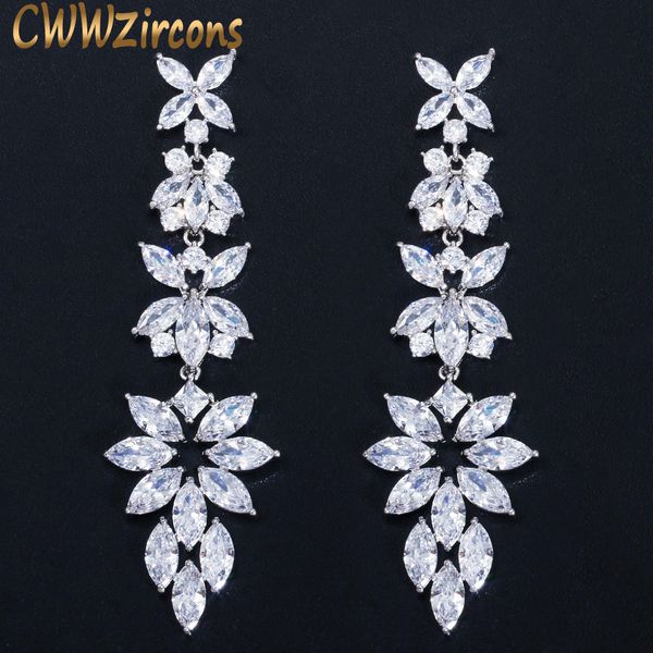 cwwzircons fashion cubic zirconia long dangling leaf drop earrings for women bridal wedding engagement dress jewelry cz572, Silver
cwwzircons fashion cubic zirconia long dangling leaf drop earrings for women bridal wedding engagement dress jewelry cz572, Silver