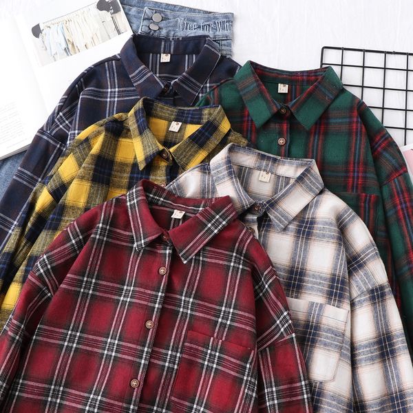 plaid women's long sleeve korean style 2019 new loose chic early wear shirt lazy shirt, White
plaid women's long sleeve korean style 2019 new loose chic early wear shirt lazy shirt, White