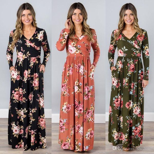 women dress v neck summer pleated long sleeve elegant flower print lady bodycon waist skirt casual loose waist split dresses size s-xl, Black;gray
women dress v neck summer pleated long sleeve elegant flower print lady bodycon waist skirt casual loose waist split dresses size s-xl, Black;gray