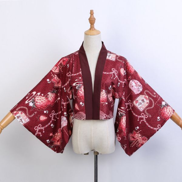 women's blouses & shirts strawberry bow ~ japanese style printed kimono cardigan by idream, White
women's blouses & shirts strawberry bow ~ japanese style printed kimono cardigan by idream, White