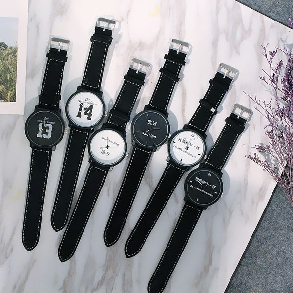 korean fashion 1314 large dial black and white couple watch creative belt male and female gift text watch, Blue
korean fashion 1314 large dial black and white couple watch creative belt male and female gift text watch, Blue