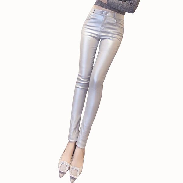 2020 autumn women pu leather pants plus size high waisted elastic matte trousers slim female pencil pants pantalon femme, Black;white 
2020 autumn women pu leather pants plus size high waisted elastic matte trousers slim female pencil pants pantalon femme, Black;white