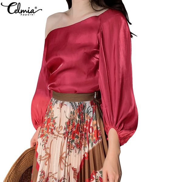 celmia 2020 summer women satin blouses one shoulder shirt lantern sleeve casual solid elegant office lady slik blusas 7, White
celmia 2020 summer women satin blouses one shoulder shirt lantern sleeve casual solid elegant office lady slik blusas 7, White