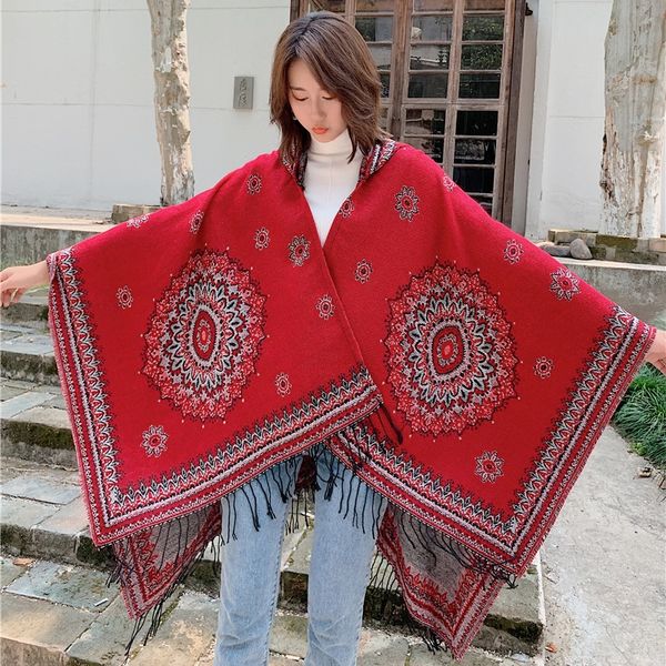 new national style scarf korean dual-purpose super large winter scarf cloak outdoor kaleidoscope cloak style shawl female, Blue;gray
new national style scarf korean dual-purpose super large winter scarf cloak outdoor kaleidoscope cloak style shawl female, Blue;gray