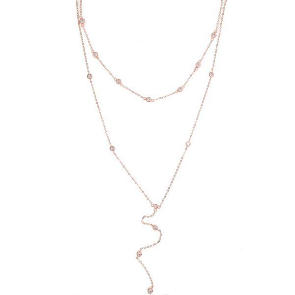 2019 new fashion design women necklace stelring silver cz double layer long necklace women luxury jewelry gift for wedding 
2019 new fashion design women necklace stelring silver cz double layer long necklace women luxury jewelry gift for wedding