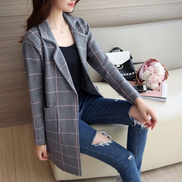 women's mid-length knitted cardigan 2020 autumn new loose long sleeve plaid korean coat sweater coatsweater coat, White
women's mid-length knitted cardigan 2020 autumn new loose long sleeve plaid korean coat sweater coatsweater coat, White