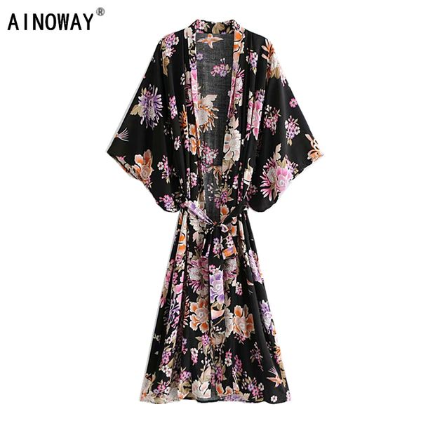 vintage chic women floral print sashes bohemian kimono ladies v neck batwing sleeves rayon cotton boho robe, White
vintage chic women floral print sashes bohemian kimono ladies v neck batwing sleeves rayon cotton boho robe, White