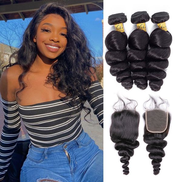 vshow loose wave bundles with closure remy human hair extension 3 bundles with closure brazilian hair weave loose wave bundles, Black
vshow loose wave bundles with closure remy human hair extension 3 bundles with closure brazilian hair weave loose wave bundles, Black
