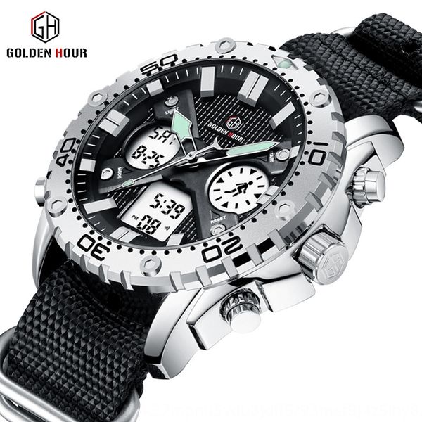 style makers electronic multi-function sports shuang ji xin men's watch electronic watch, Blue
