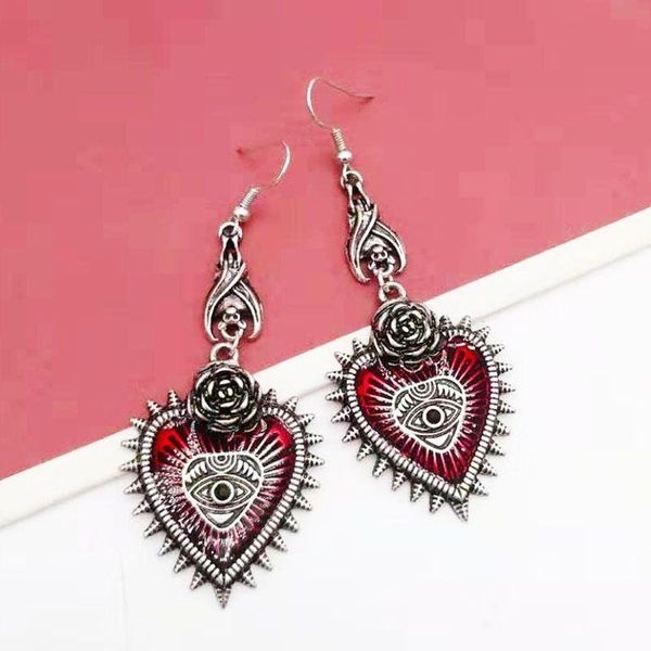 vintage lolita gothic evil eye red heart earrings for women halloween cosplay length 6cm width 3cm, Silver
vintage lolita gothic evil eye red heart earrings for women halloween cosplay length 6cm width 3cm, Silver