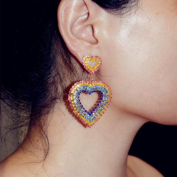 High Quality Multicolor Rhinestone Heart Pendant Dangle Earrings For Women Jewelry Fashion Statement Earrings Accessories
High Quality Multicolor Rhinestone Heart Pendant Dangle Earrings For Women Jewelry Fashion Statement Earrings Accessories