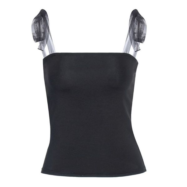 women summer off shoulder tank mesh ribbon tie shoulder strap camisole bodycon sleeveless backless vest, White
women summer off shoulder tank mesh ribbon tie shoulder strap camisole bodycon sleeveless backless vest, White