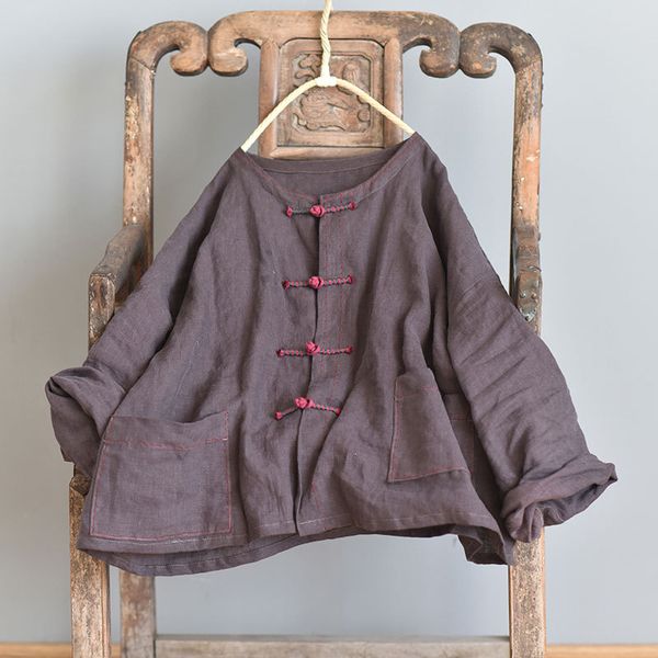 women loose solid color linen jacket ladies vintage plus size coat female 2020 flax outerwear, Black;brown
women loose solid color linen jacket ladies vintage plus size coat female 2020 flax outerwear, Black;brown