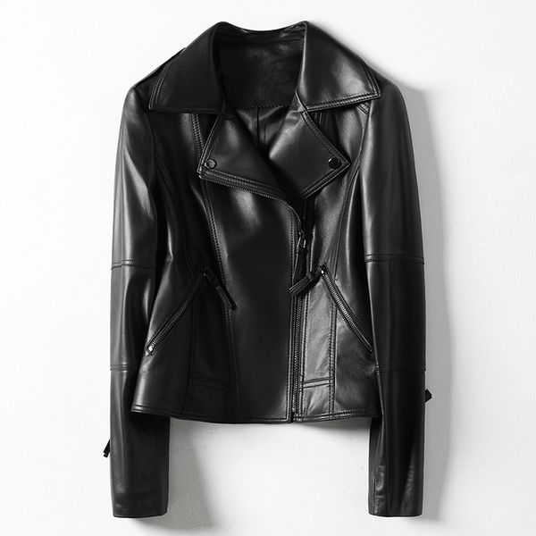 genuine leather slim-fitting motorcycle jacket zipper short coat for women autumn 2020 new fashion outwear m-2xl, Black
genuine leather slim-fitting motorcycle jacket zipper short coat for women autumn 2020 new fashion outwear m-2xl, Black