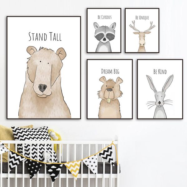 cartoon deer bear raccoon groundhog rabbit wall art canvas painting nordic posters and prints wall pictures for kids room decor
cartoon deer bear raccoon groundhog rabbit wall art canvas painting nordic posters and prints wall pictures for kids room decor