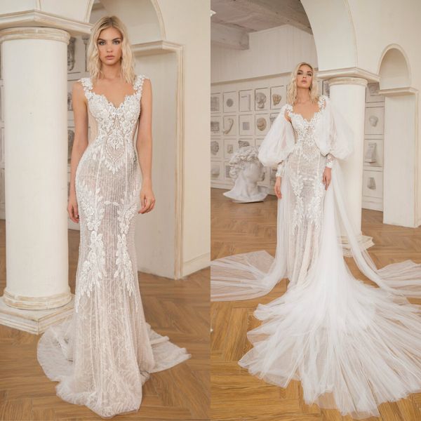 2021 new wedding dresses with long sleeve wrap lace appliques mermaid bridal gowns custom made sweep train wedding dress vestidos de novia, White
2021 new wedding dresses with long sleeve wrap lace appliques mermaid bridal gowns custom made sweep train wedding dress vestidos de novia, White