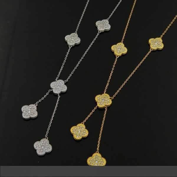 fashion crystal clover pendant necklace for women's platinum necklace jewelry, Silver
fashion crystal clover pendant necklace for women's platinum necklace jewelry, Silver