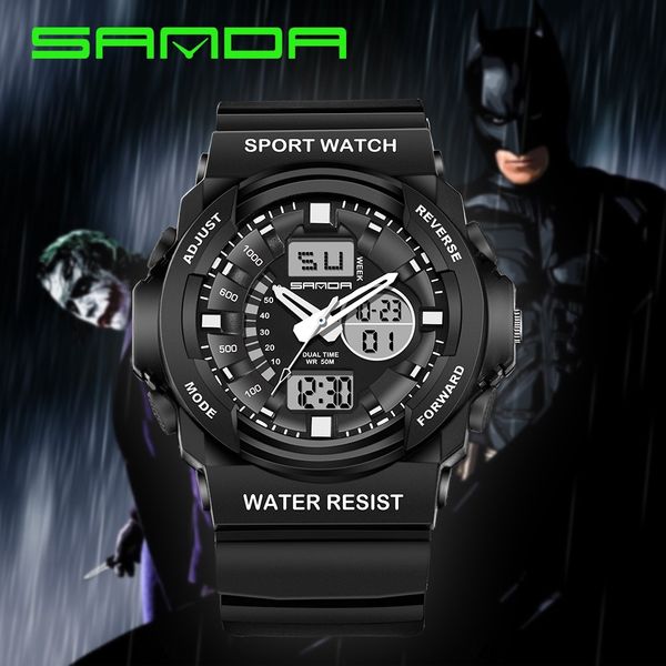 xf629 sanda korean men's double-display luminous electronic sports mountaineering waterproof electronic watch led luminous multifunctio, Blue
xf629 sanda korean men's double-display luminous electronic sports mountaineering waterproof electronic watch led luminous multifunctio, Blue