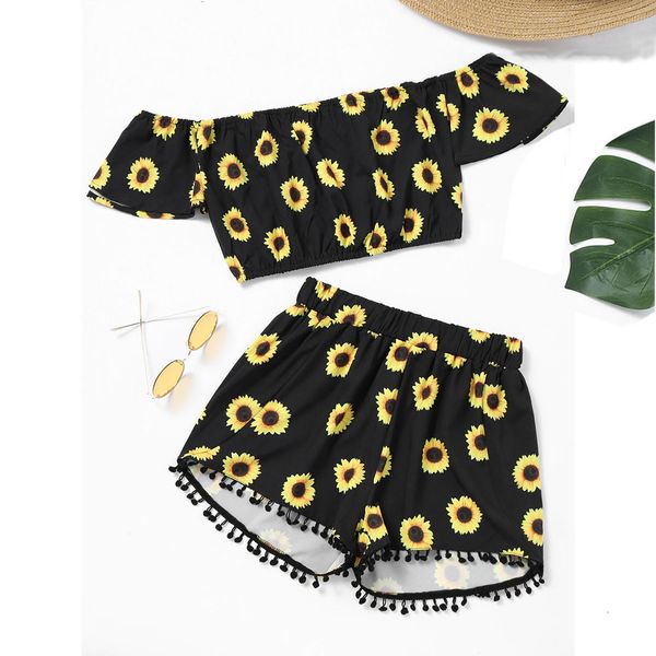 clothes women off shoulder sunflower print crop +tassel shorts two-piece outfit new short sleeve t shirt women #r20, Gray
clothes women off shoulder sunflower print crop +tassel shorts two-piece outfit new short sleeve t shirt women #r20, Gray