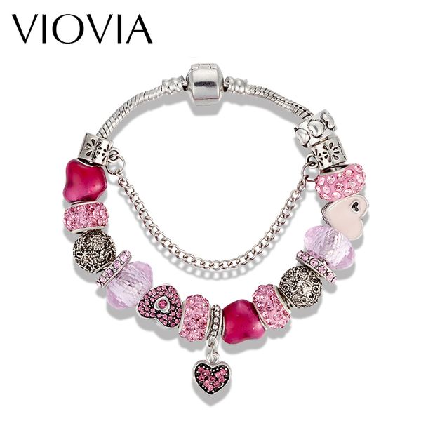 viovia pink heart charm bracelets for women silver color fit original bracelets bangle diy jewelry pulseras lover's gift b16074, Red;blue
viovia pink heart charm bracelets for women silver color fit original bracelets bangle diy jewelry pulseras lover's gift b16074, Red;blue