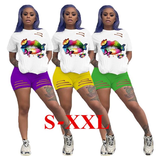 women brand rainbow butterfly lips print tracksuit t-shirt shorts sets hole outfit summer two piece sport suit fashion clothes d7808, White
women brand rainbow butterfly lips print tracksuit t-shirt shorts sets hole outfit summer two piece sport suit fashion clothes d7808, White