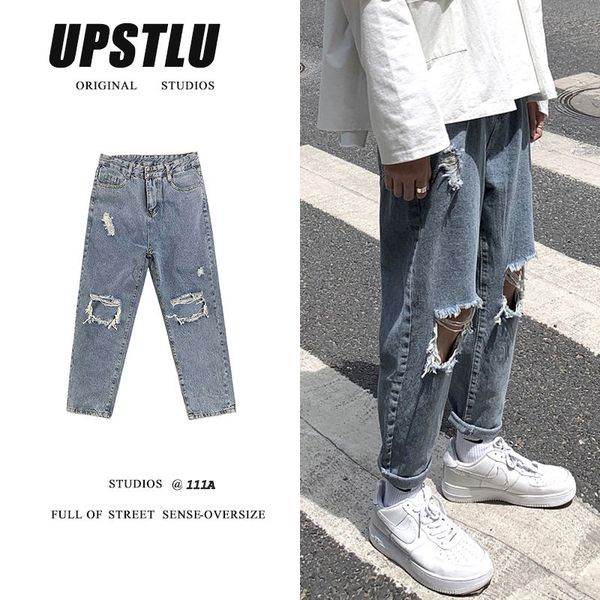 summer ripped straight jeans men's fashion casual retro jeans men streetwear wild loose hip-hop ripped denim trousers mens s-2xl, Blue
summer ripped straight jeans men's fashion casual retro jeans men streetwear wild loose hip-hop ripped denim trousers mens s-2xl, Blue