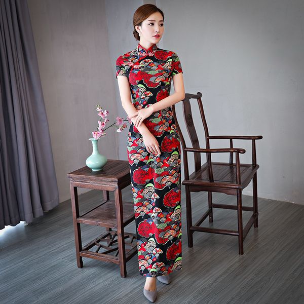 ethnic clothing female flower print traditional qipao plus size 3xl 4xl 5xl satin chinese vintage button cheongsam slim long dress, Red
ethnic clothing female flower print traditional qipao plus size 3xl 4xl 5xl satin chinese vintage button cheongsam slim long dress, Red