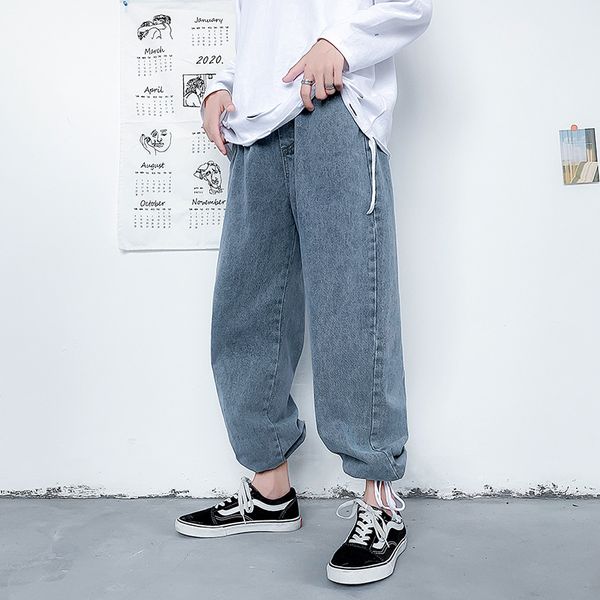 men's jeans summer retro ins wide leg elastic band 9 points male straight tube loose youth casual wild beam pants, Blue
men's jeans summer retro ins wide leg elastic band 9 points male straight tube loose youth casual wild beam pants, Blue