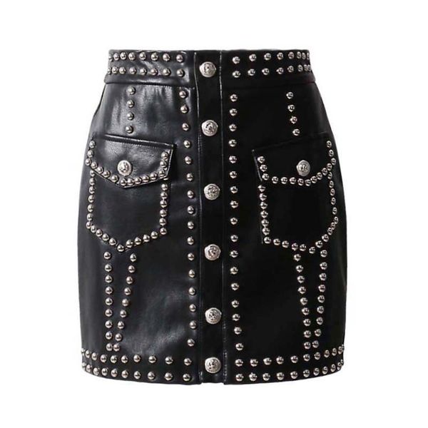 heavy rivets pu leather skirts high waist single breasted mini skirt for women punk style 2020 spring fashion, Black
heavy rivets pu leather skirts high waist single breasted mini skirt for women punk style 2020 spring fashion, Black
