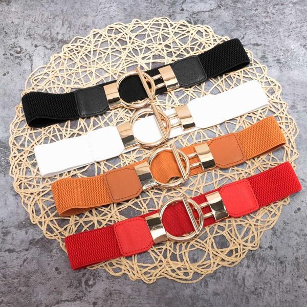women round metal buckle belts dress wide belt large stretch elastic pu leather strap belt waistband dress adornment, Black;brown
women round metal buckle belts dress wide belt large stretch elastic pu leather strap belt waistband dress adornment, Black;brown